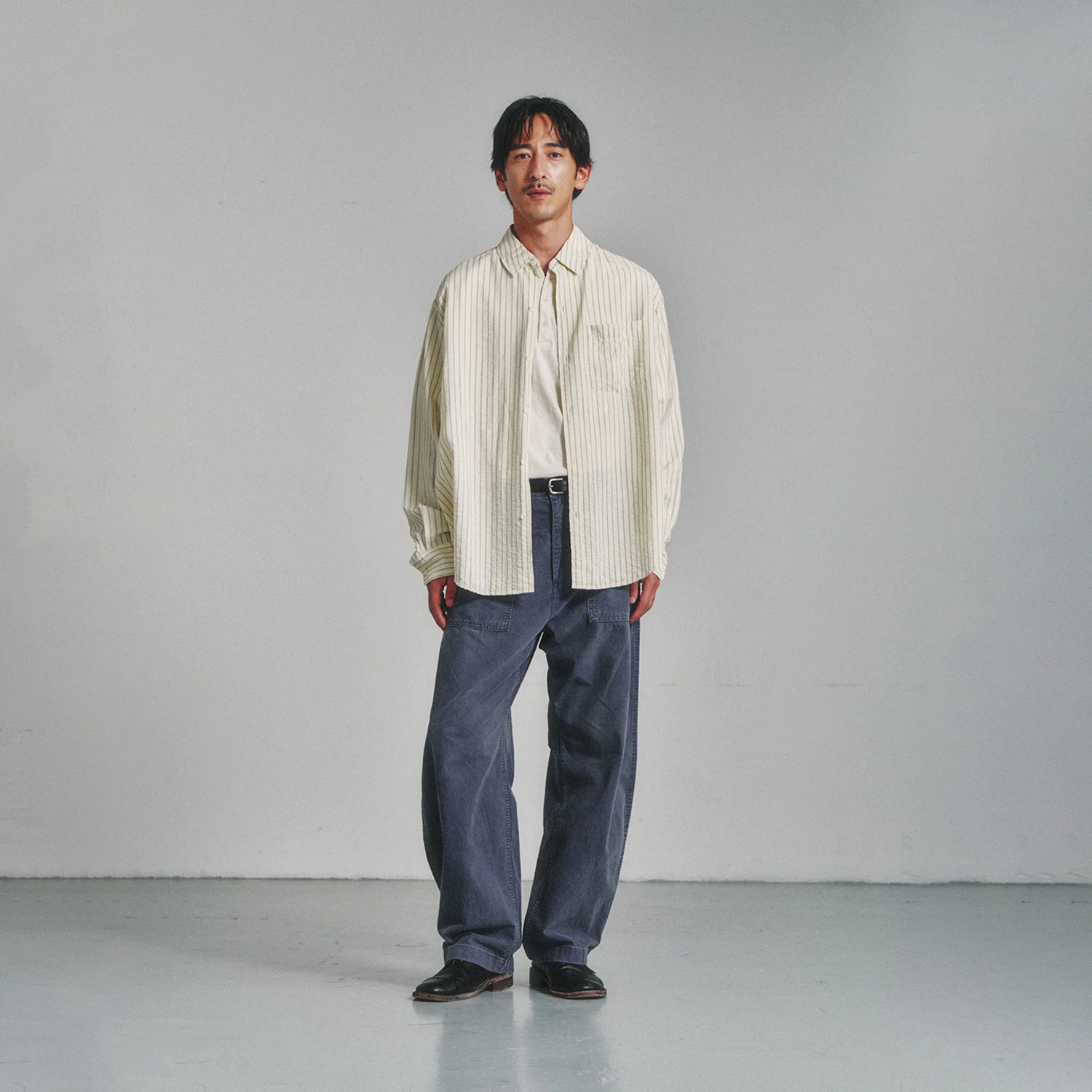 Wrinkle Rayon Shirt_Cream/Liberty Blue