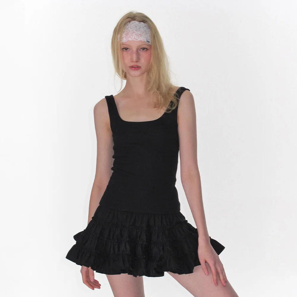 FRILL TIERED DRESS_BLACK