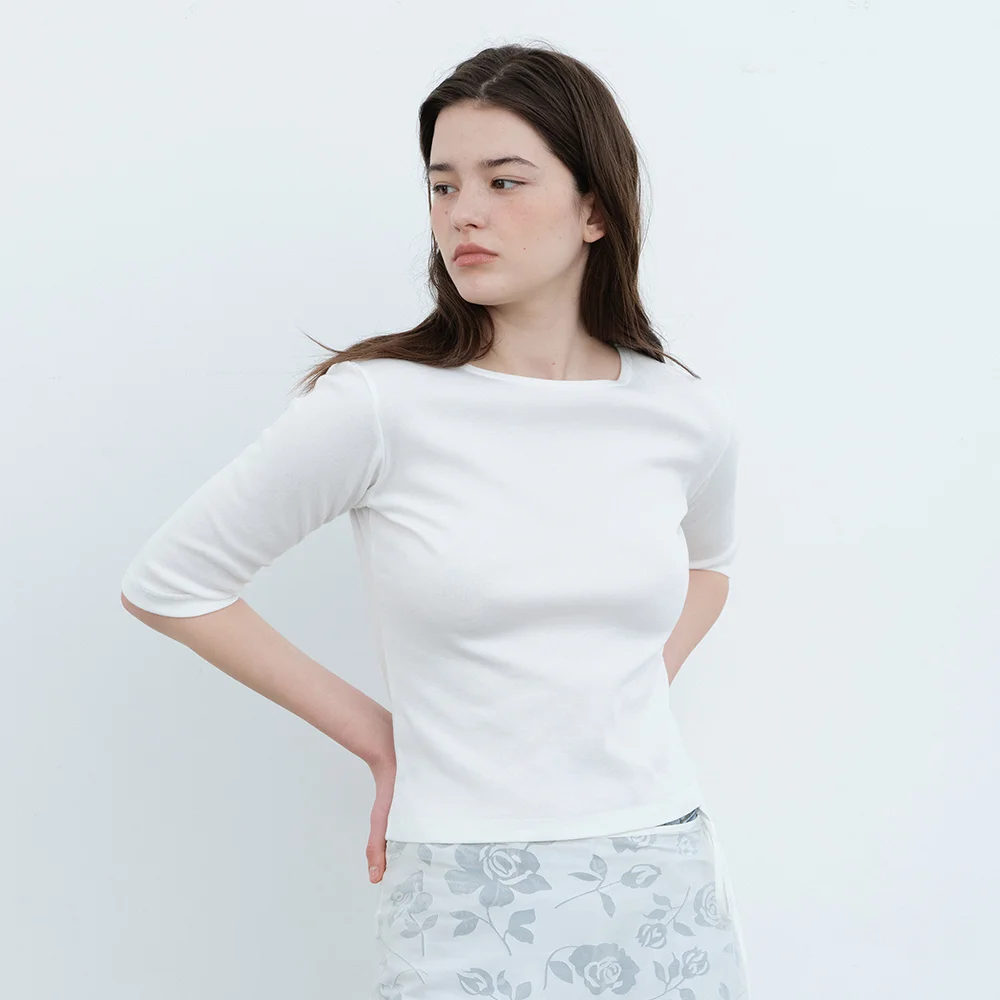 Simple Harf T-Shirt-White