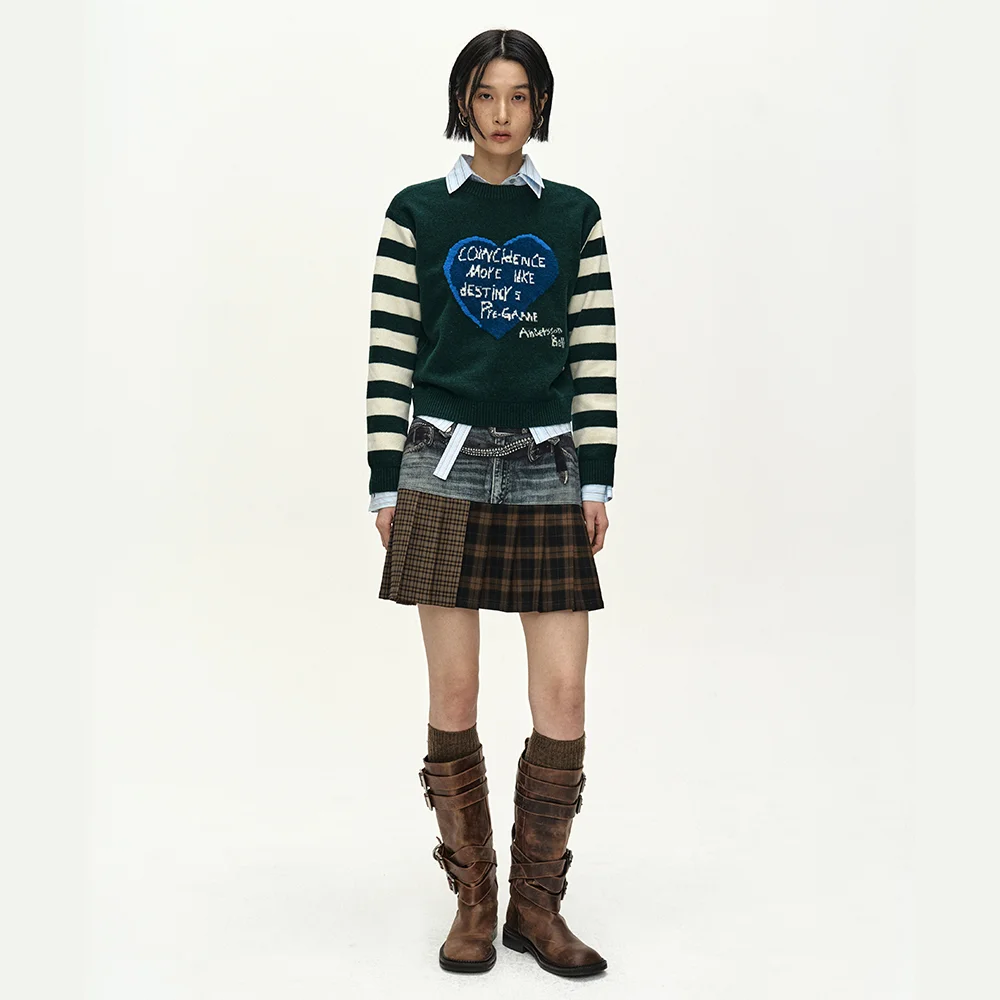 DOUBLE BELT PRINTED MINI SKIRT (BLUE)