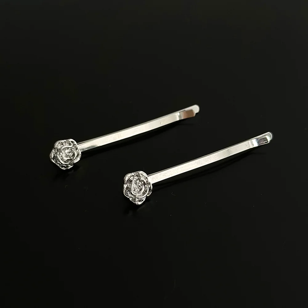 petit rose hair pin - silver