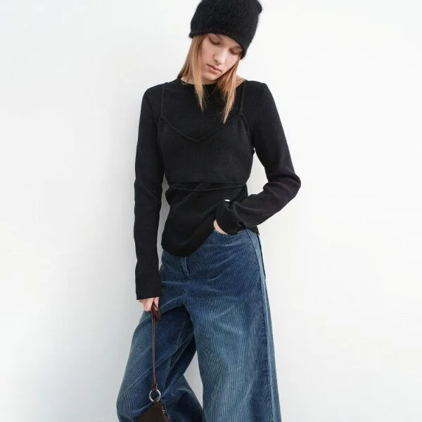 (T-7154)VELVET TEENI LAYERED BUSTIER KNIT S
