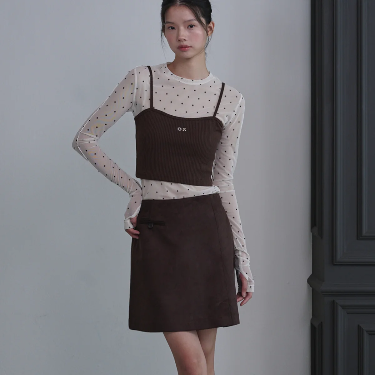 Suede Pocket Mini Skirt_Dark Brown
