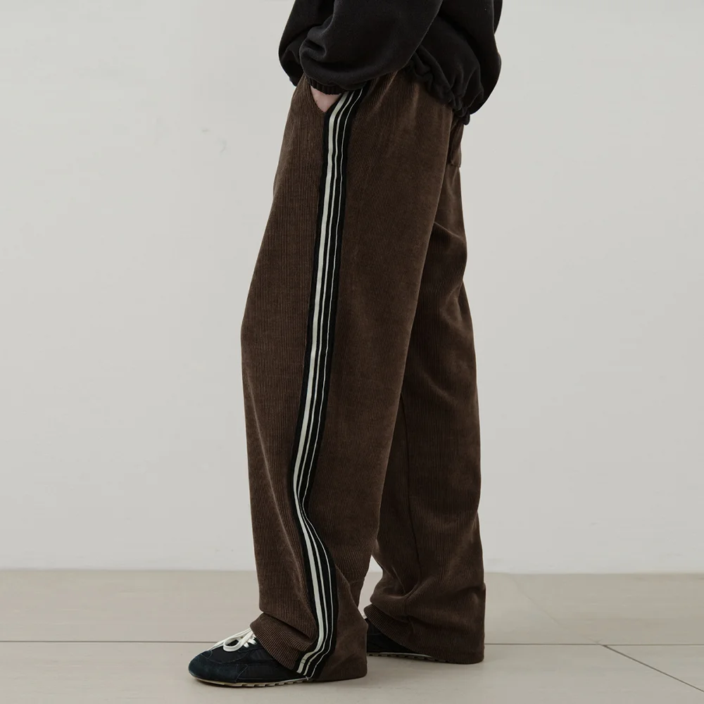 W/Essential Line Track Corduroy Wide Pants_BROWN(W25-PT34)