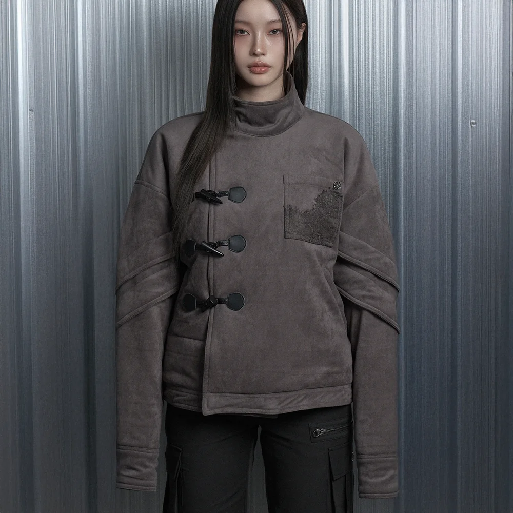 Suede Volume Over Bomber Jacket (Brown)