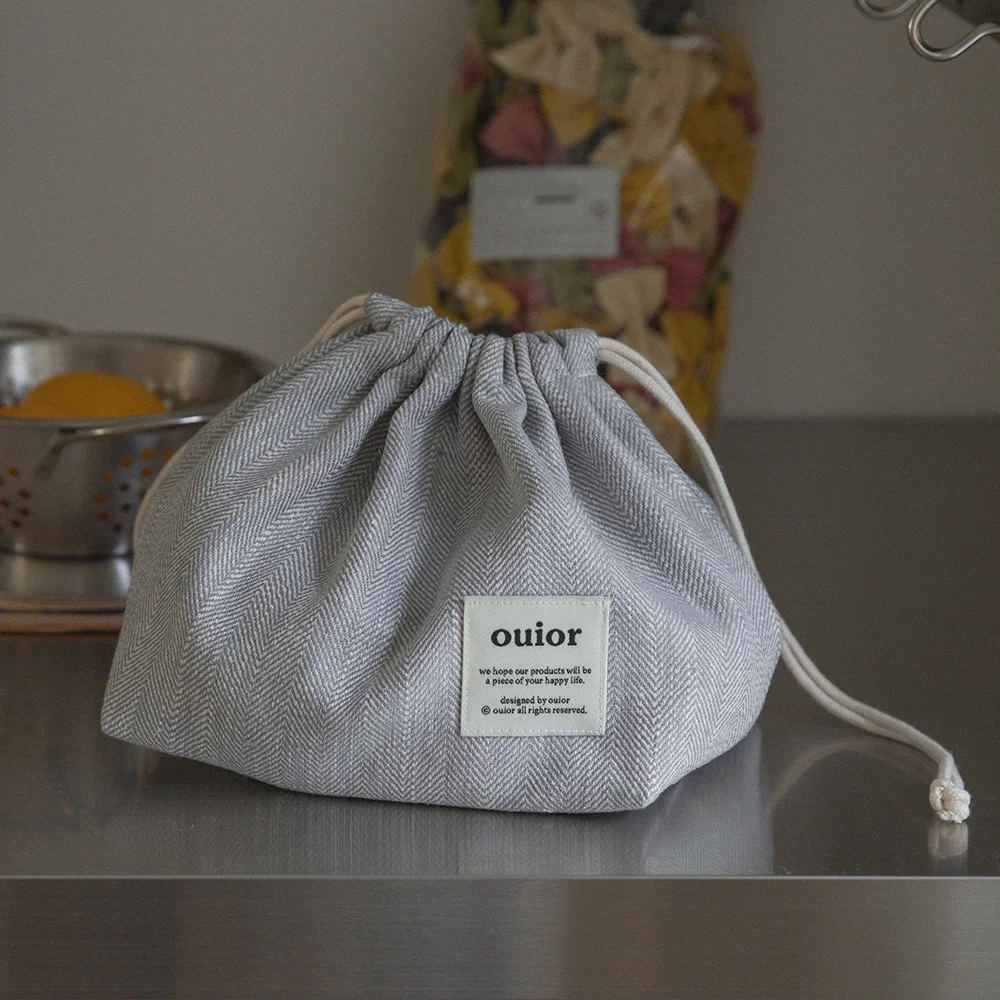 ouior chubby string pouch_herringbone skygray