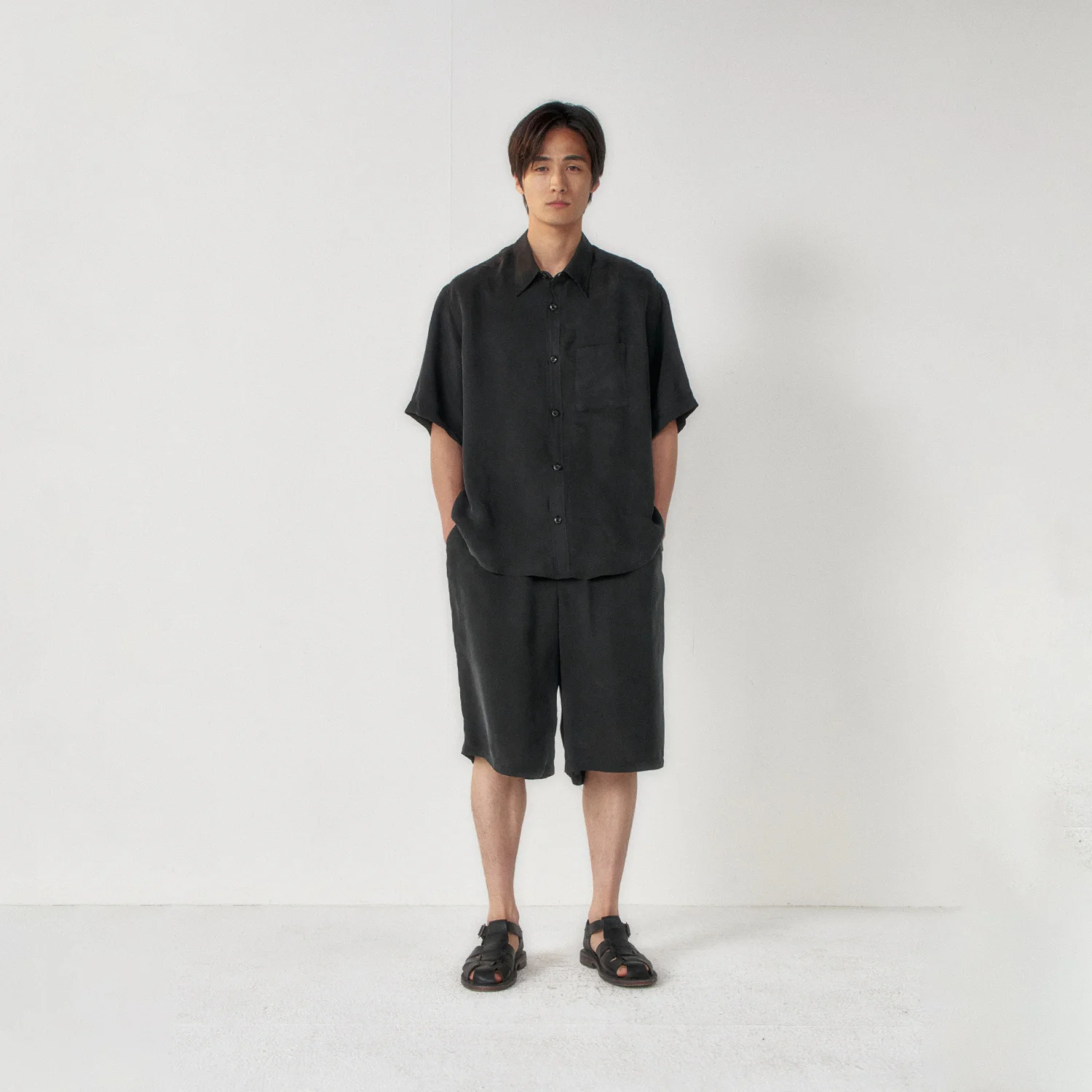 Cupro Bermuda Shorts_Black