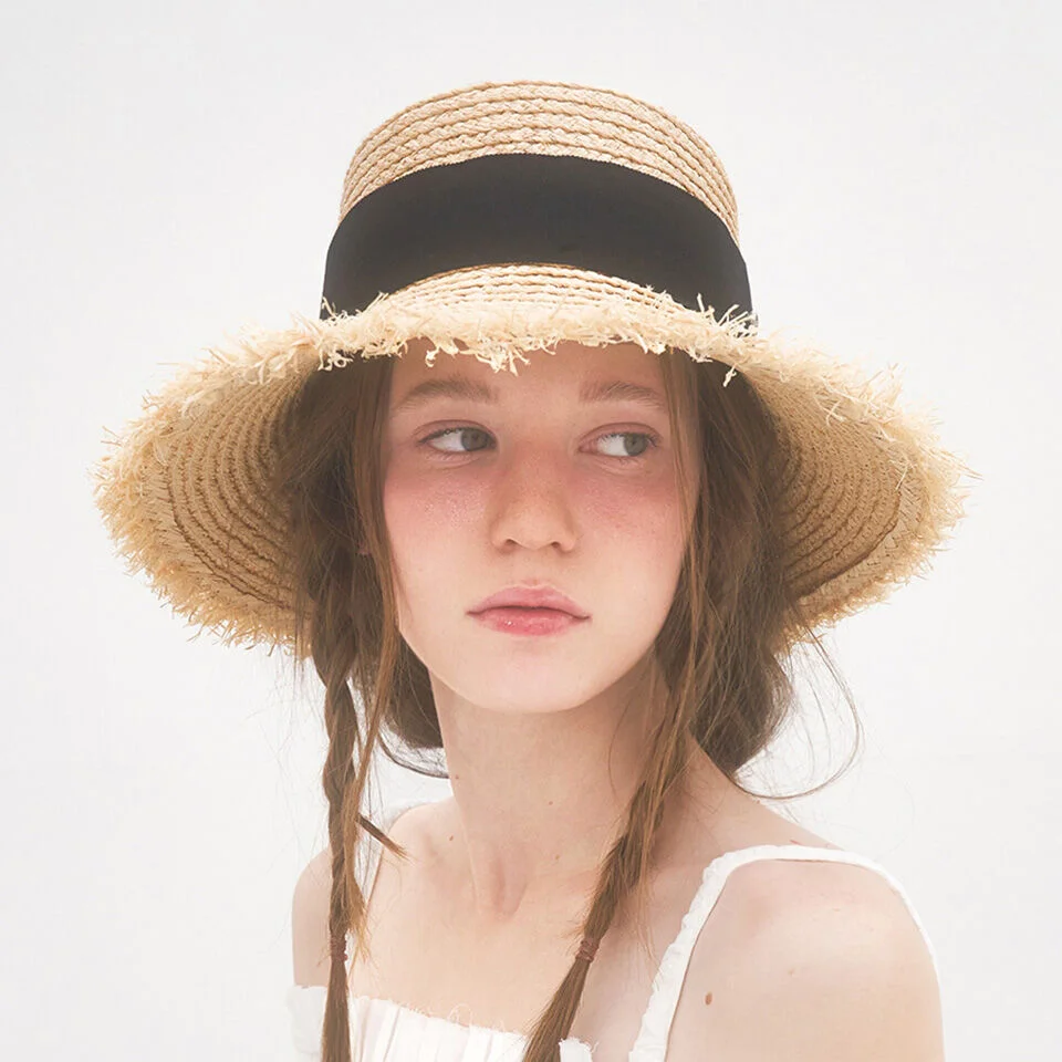 Fringe Wide Straw Hat