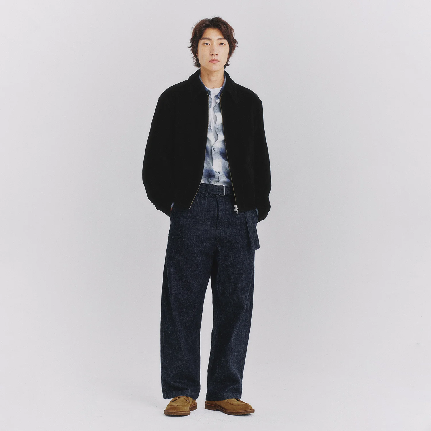 Belted Wide Denim Pants_ Indigo
