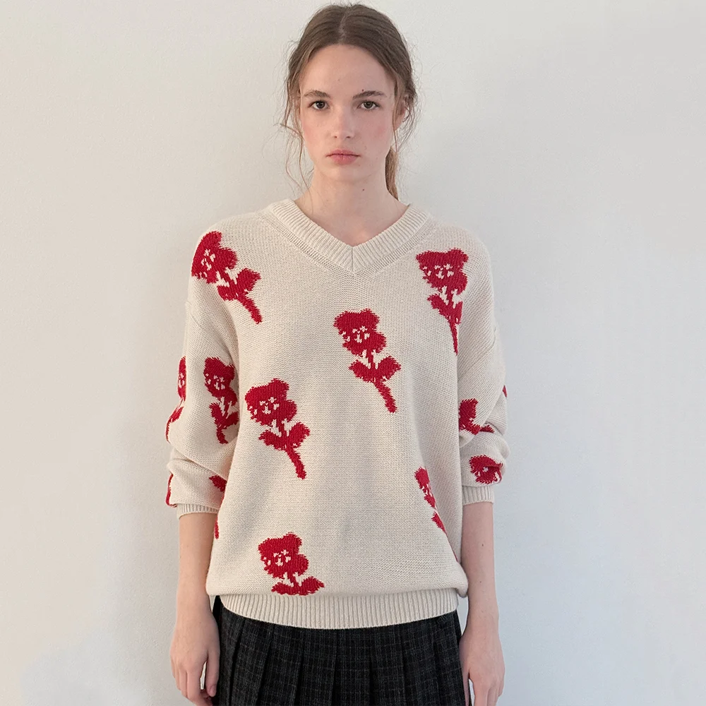 SN Flower Loose Fit Knit (Ivory)