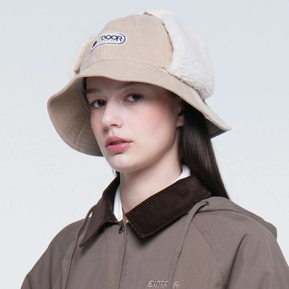 護耳翻蓋 圓頂帽 (象牙色)