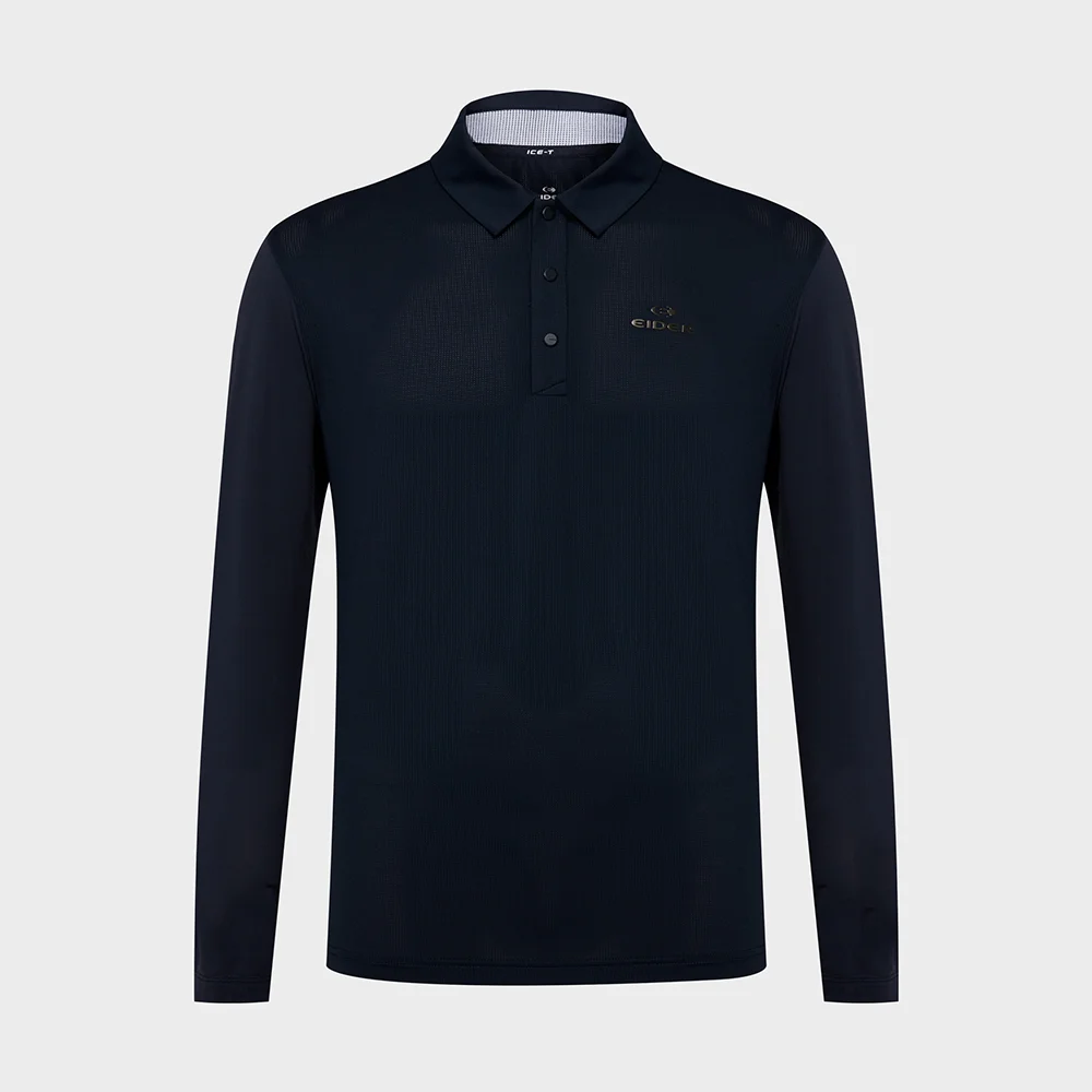 ICE-T (Ice Tea) 男裝 長袖 Polo T恤_Dark Navy_DMM26209N9