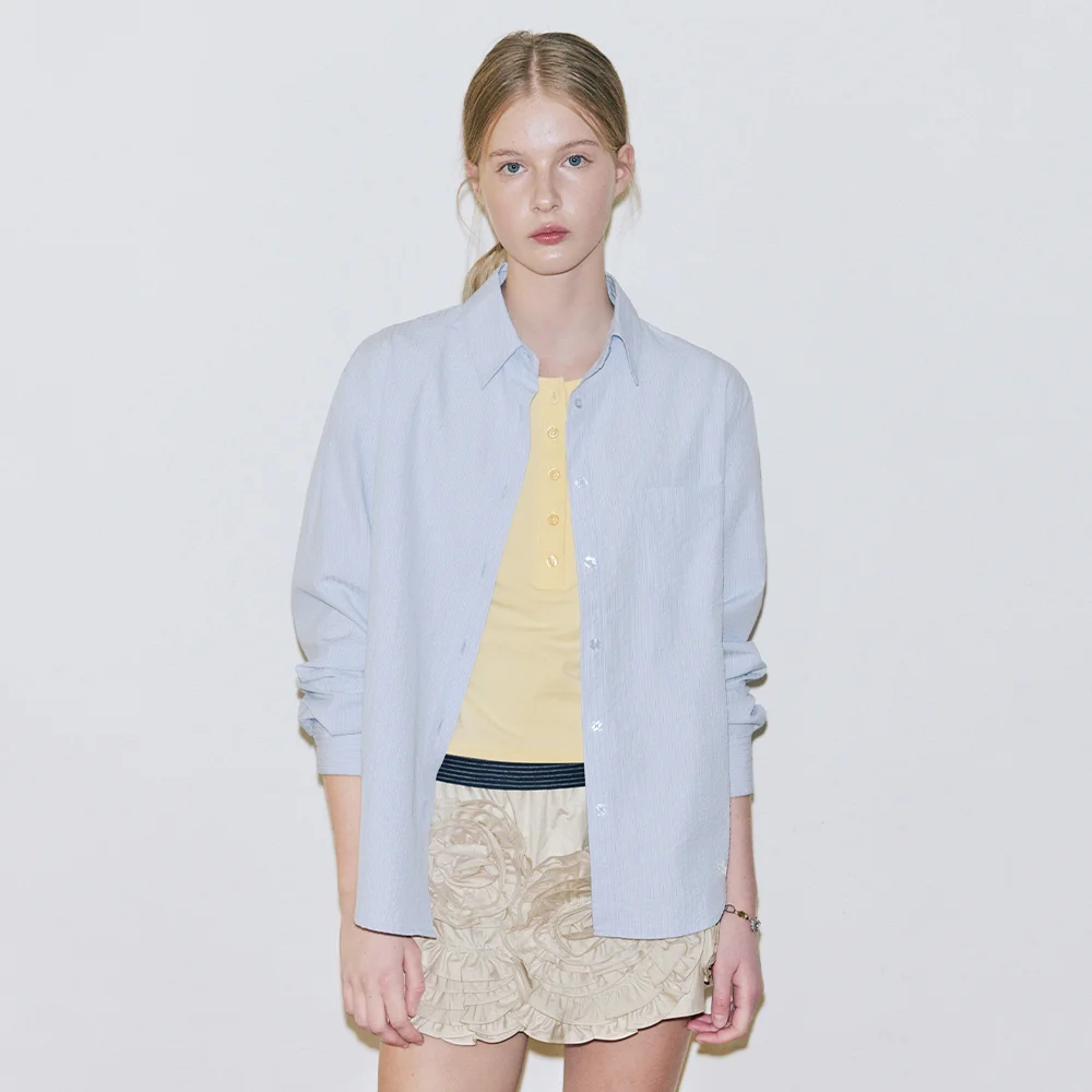 Seersucker Stripe Shirt (Blue)