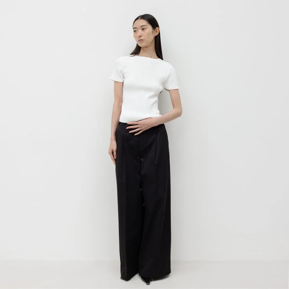 WIDE FIT COTTON PANTS / BLACK