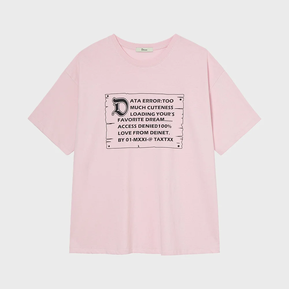 D LETTERING GRAPHIC OVERSIZED T-SHIRT IN LIGHT PINK