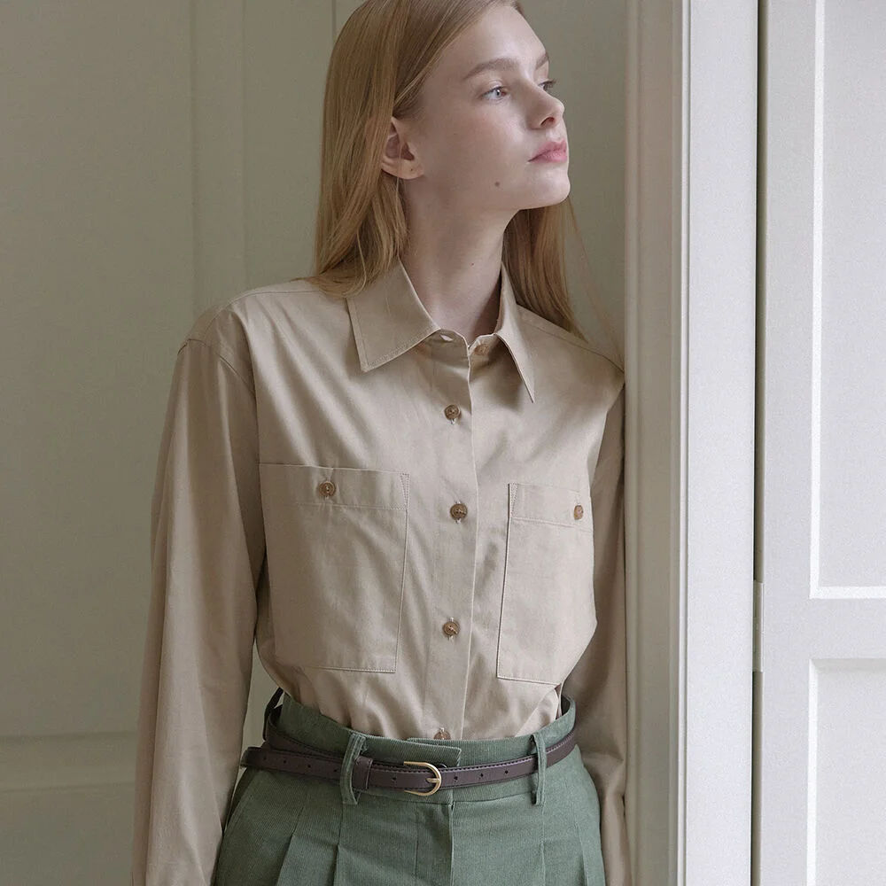 Classic Two Pocket Shirt - Beige