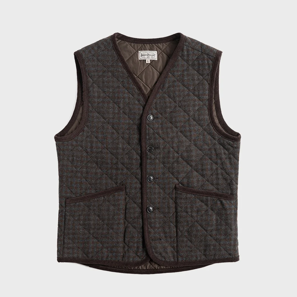 12 WOOL QUILTED VEST (dark brown)