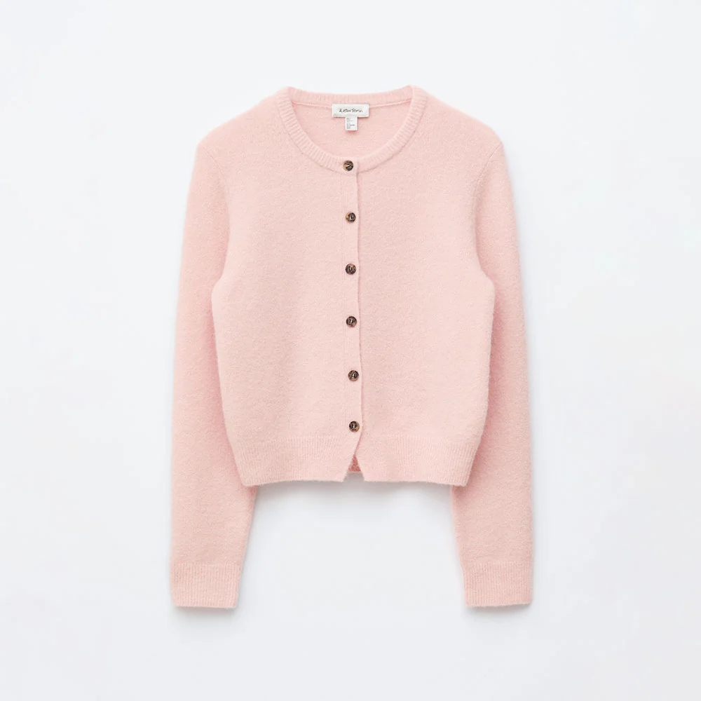 羊駝毛 混紡 開襟外套 (Pastel Pink)