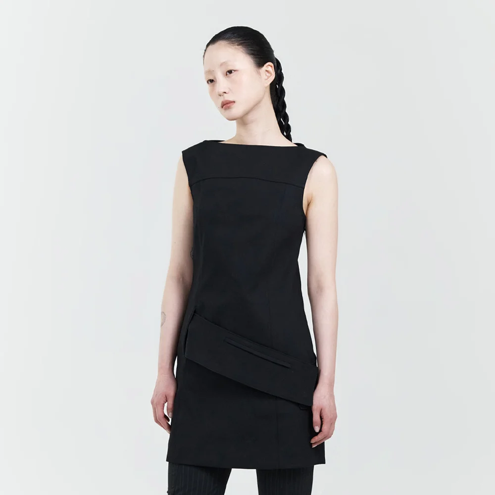 BELTED POCKET DRESS BLACK