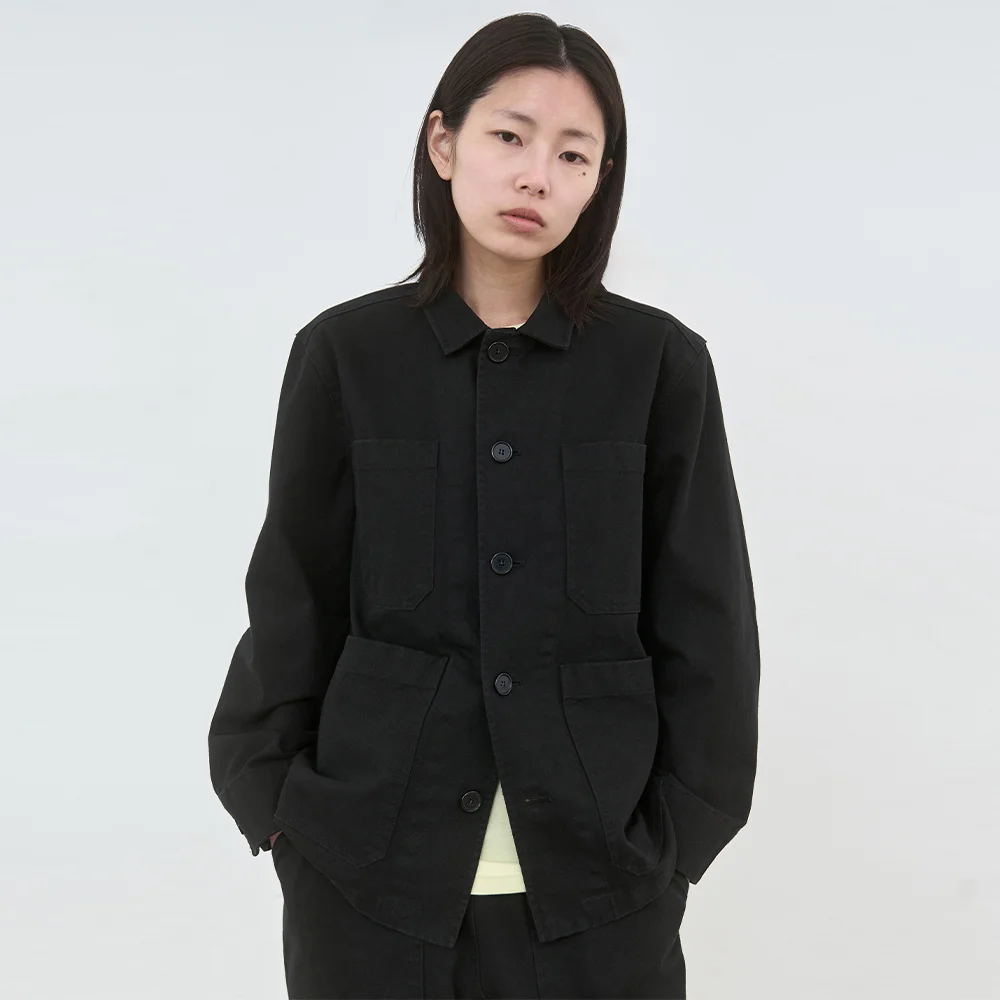 輕鬆 工裝 外套 (黑色)