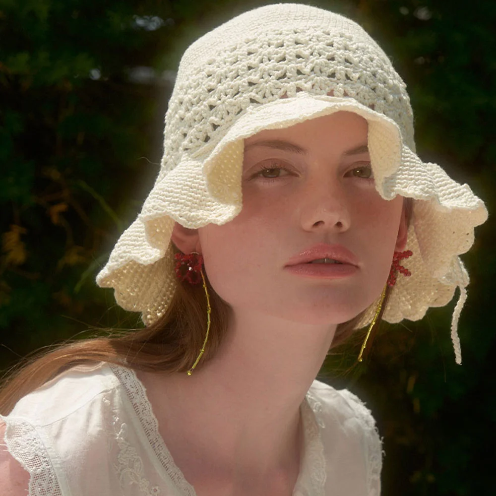 Flower Hand-knitted Summer Bucket Hat (L242MCP080)
