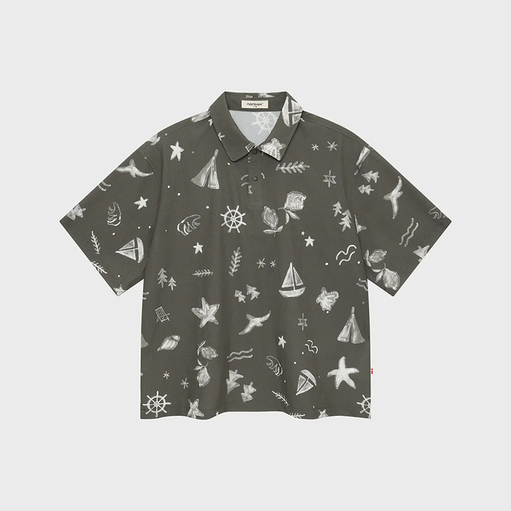 Perrier 冰霜色 泡泡紗 Polo 短袖 T恤 - M_Light Brown_OMM26261E6