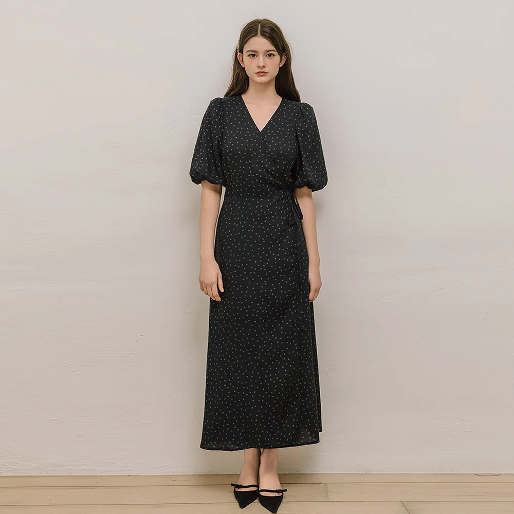 Dot Flower Print Long Dress