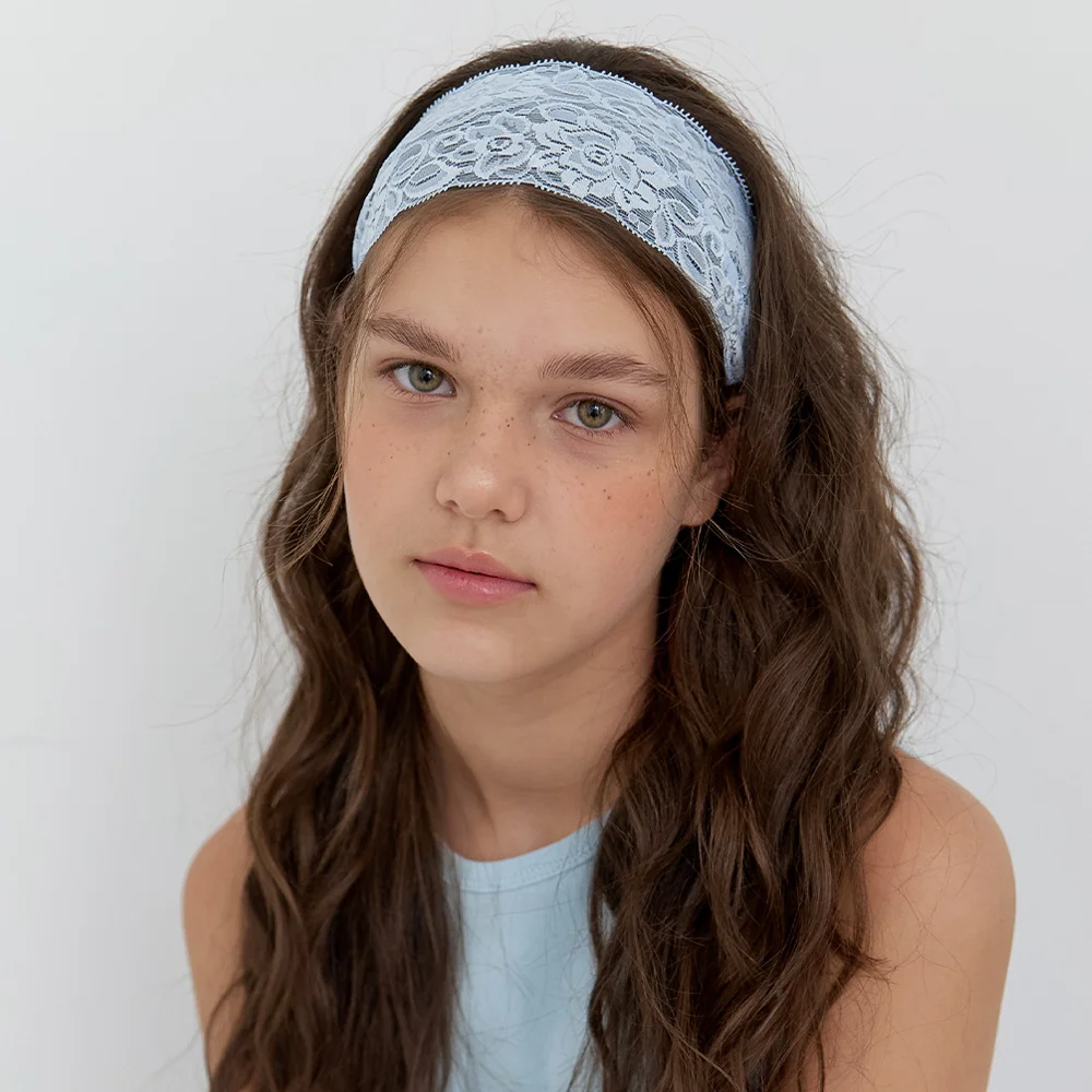 soft lace hairband - powder blue