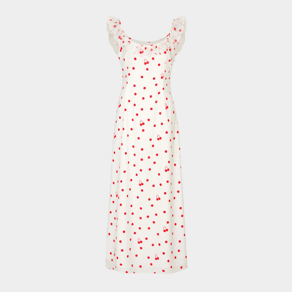 Cherry Dot Frill Dress (Red)