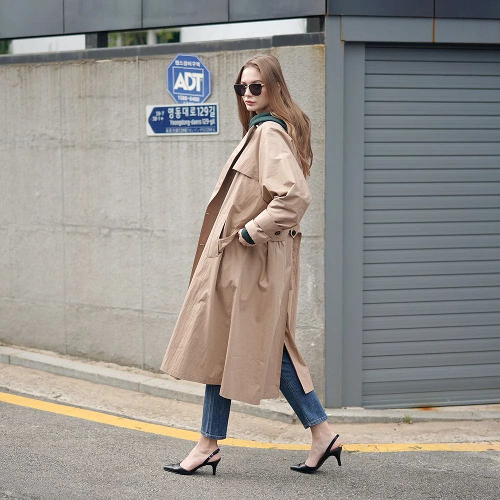 DOUBLE FLARE TRENCH COAT BEIGE