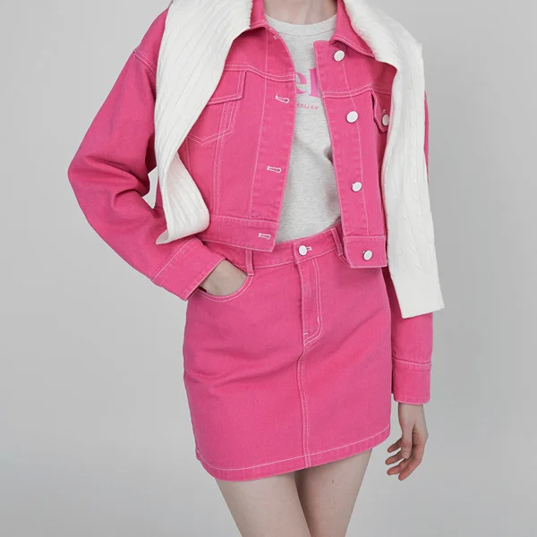 DYING SETUP LOW COLOR DENIM MINI SKIRT (SK-4751)