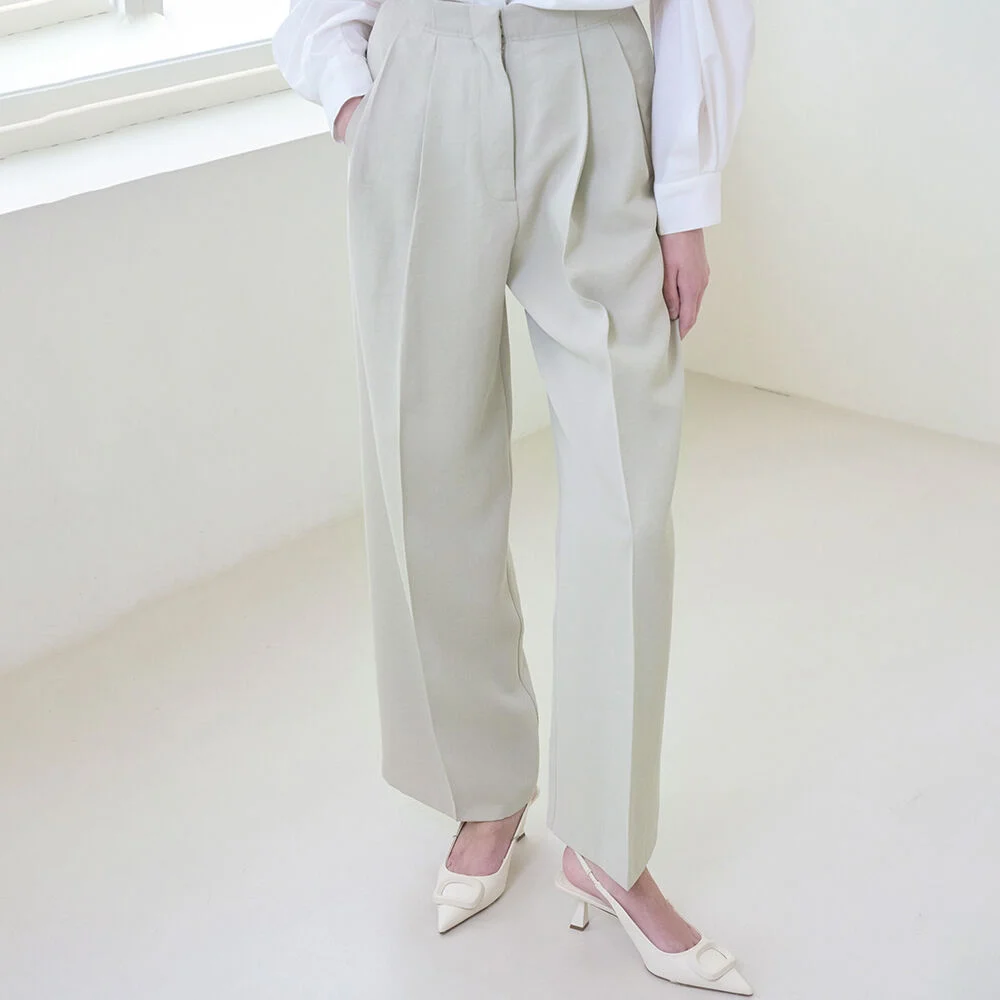 Two Tuck Wide Pants - Olive