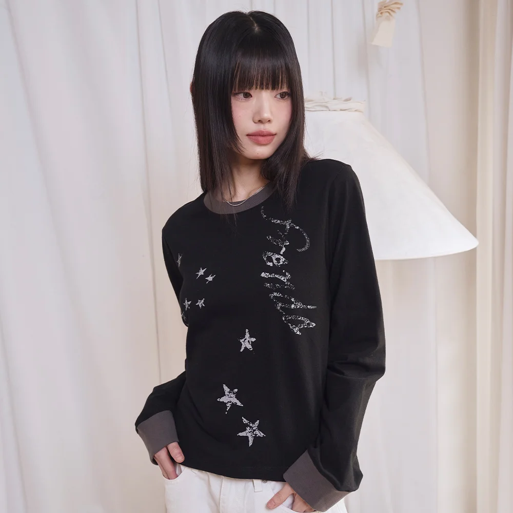 CRACK STAR LOGO LONG SLEEVE BLACK