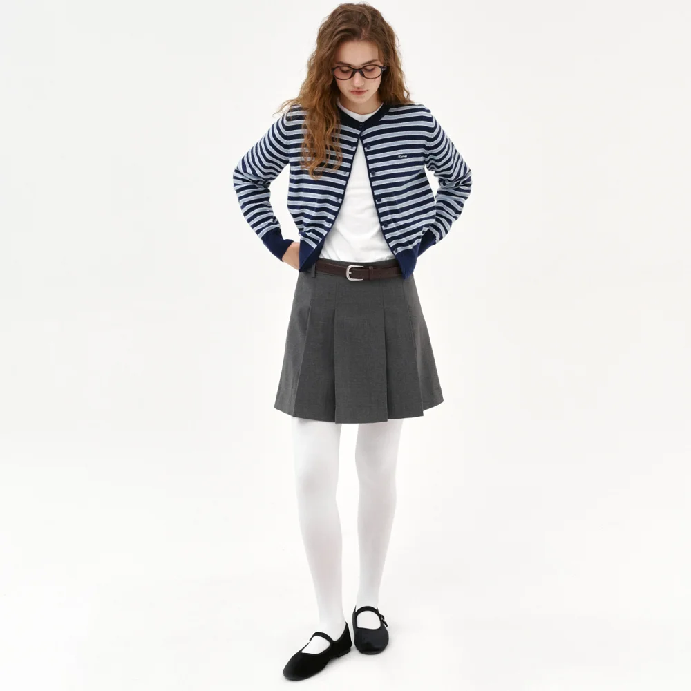 Leah Pleated Mini Skirt_grey