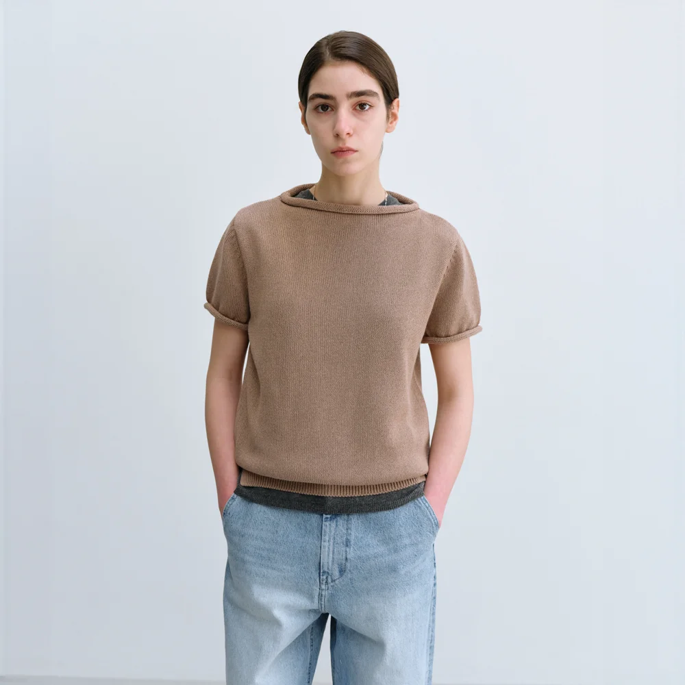Cannoli Half Sleeve Knit in Mocha