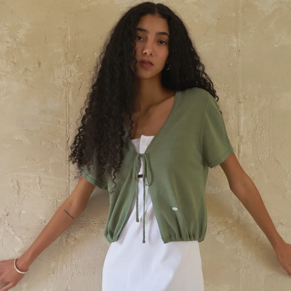 Volume Crop Cardigan / Khaki