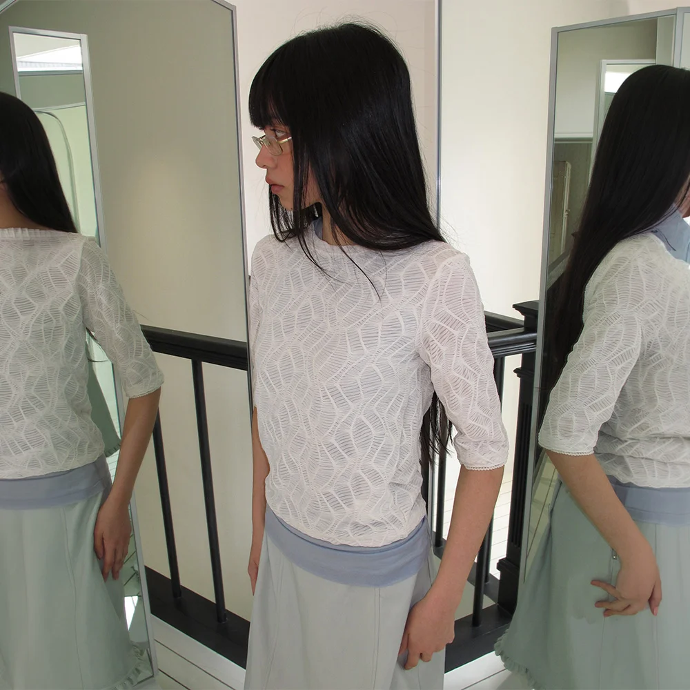 Veil shirring tee (Ivory)