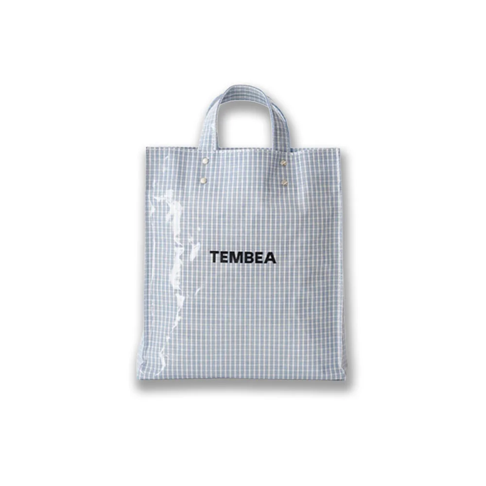 Tembea PAPER TOTE MEDIUM_CHECK LT-BLUE