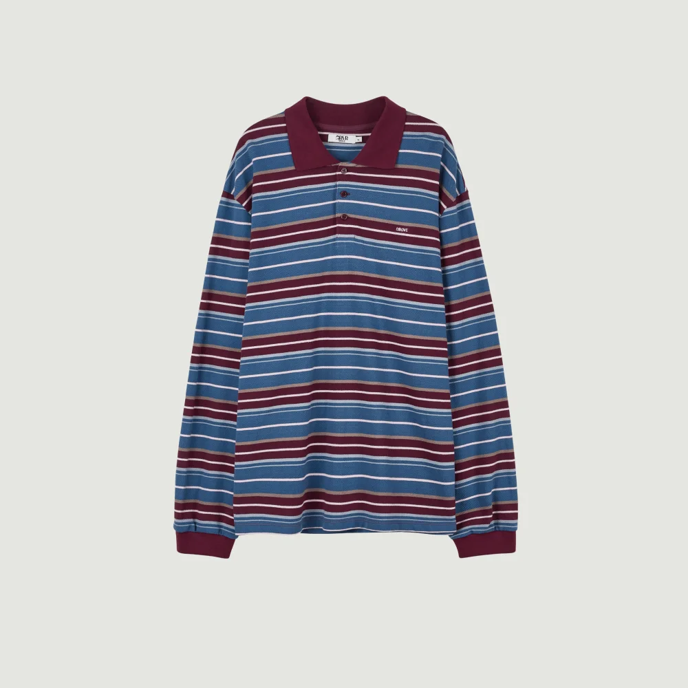 26FW CARELL OVER-FIT STRIPE LS PIQUE SHIRT (WINE)