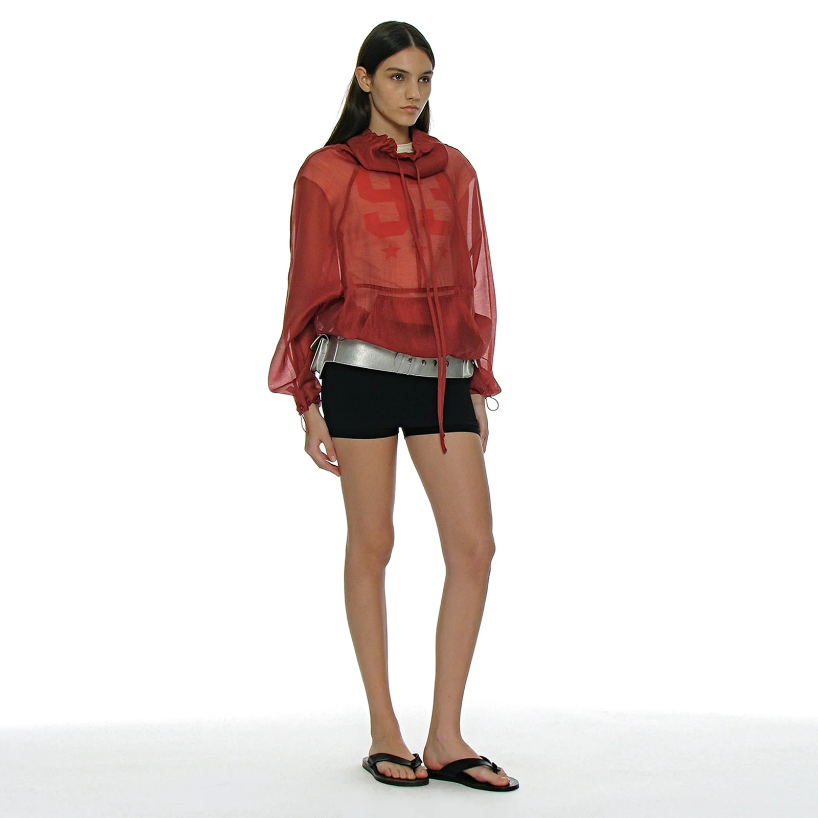SHEER ANORAK CREWNECK_RED