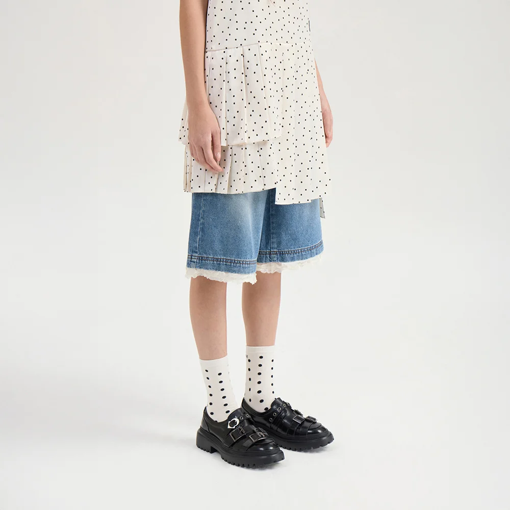Lace Point Denim Short Pants (blue) LFPDM26820BUX