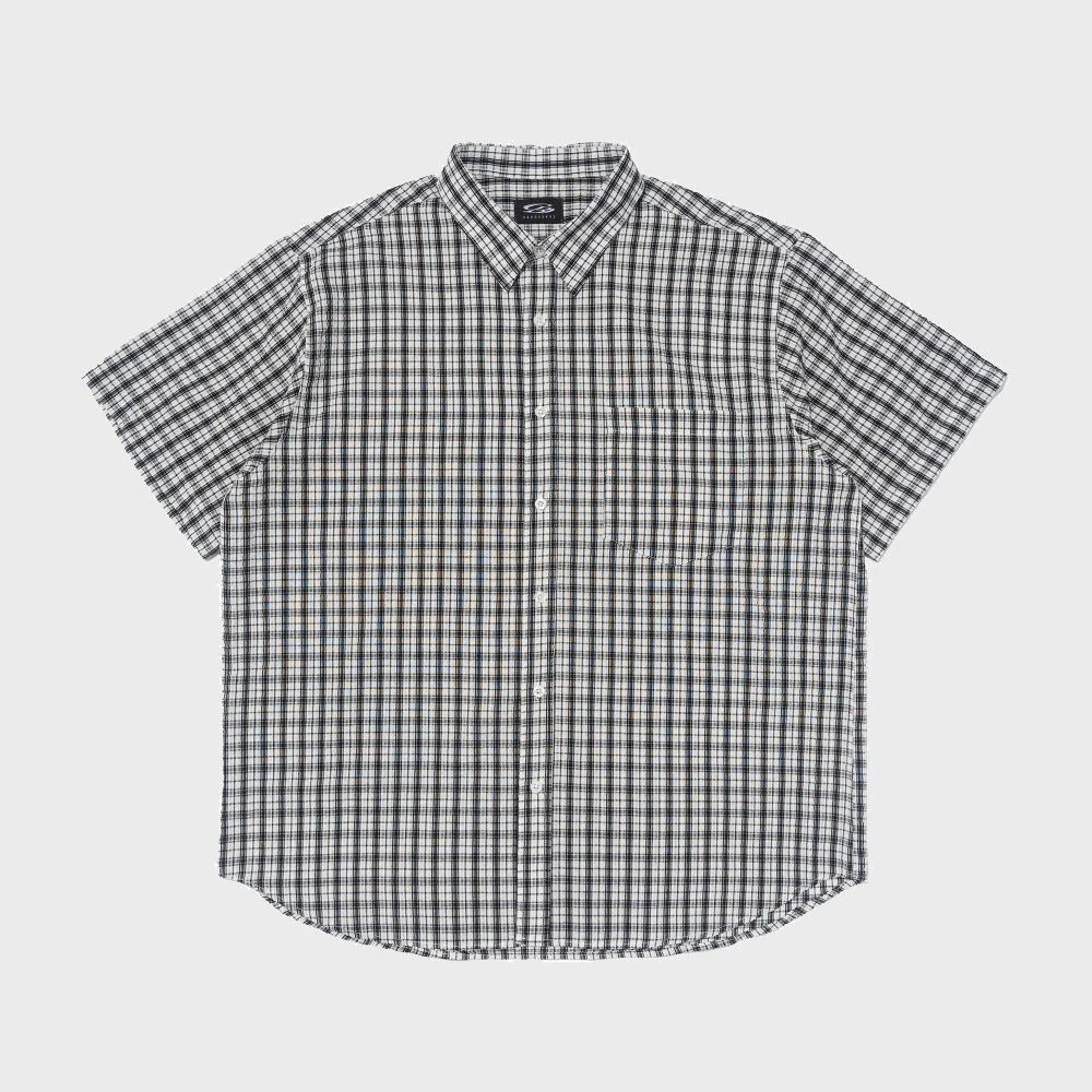 CREEZ LOOSE FIT CHECK SHORT SLEEVE SHIRT (WHITE)