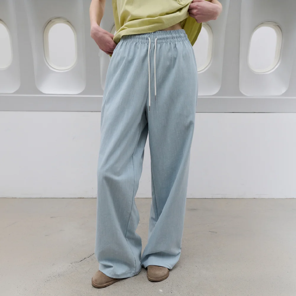 Stretch Basic Waist Pants (Sky blue)