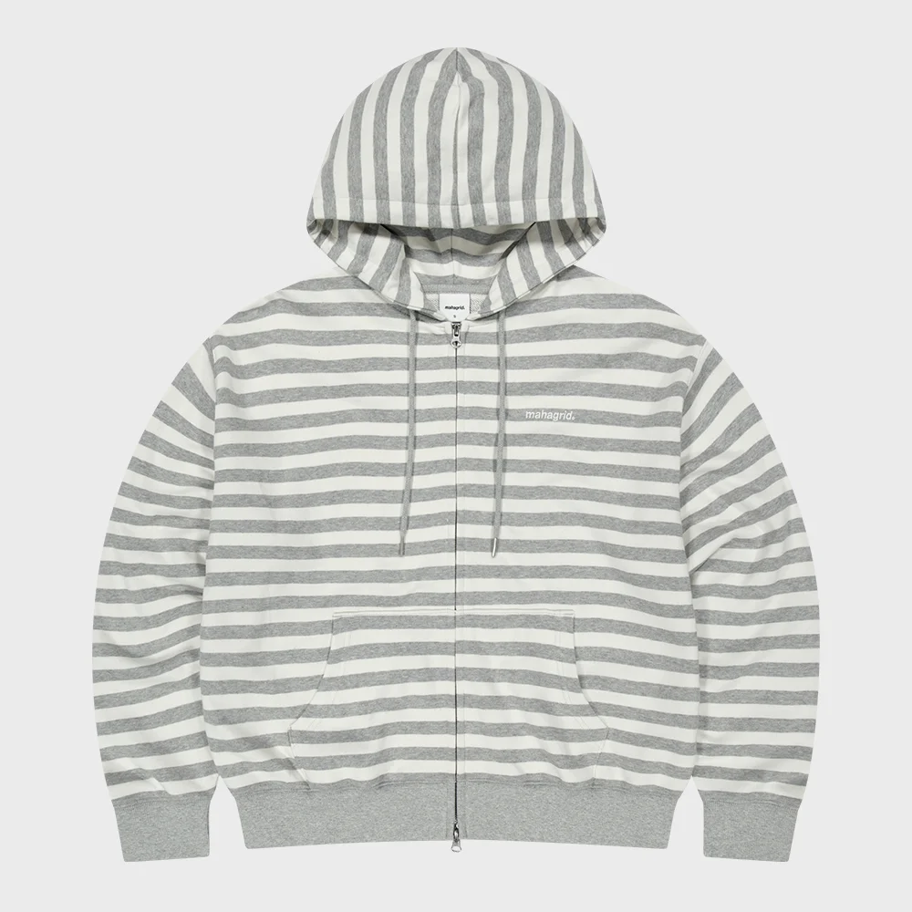 STRIPE BASIC LOGO ZIP-UP HOODIE