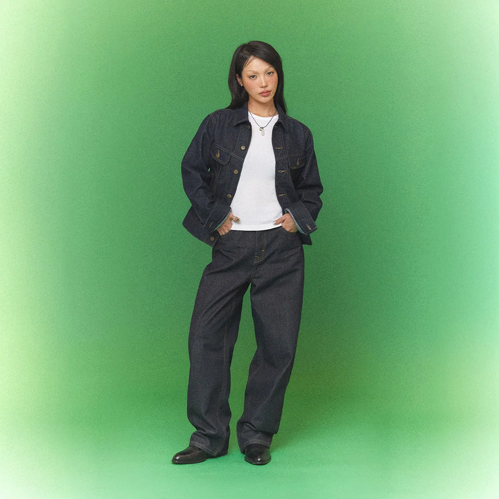 女裝 彎曲版型 牛仔 褲子 靛藍 低筒