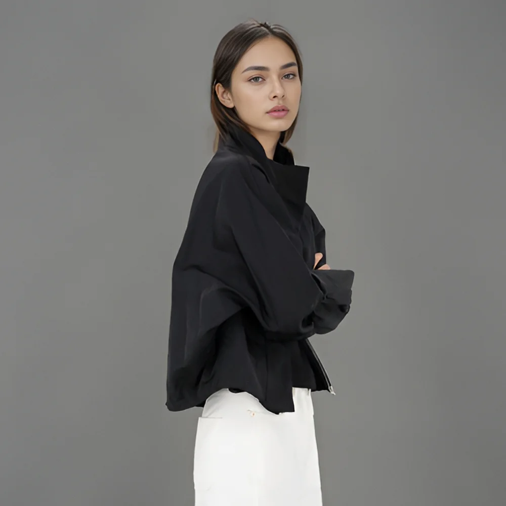 High Neck Zip up Jumper _Black