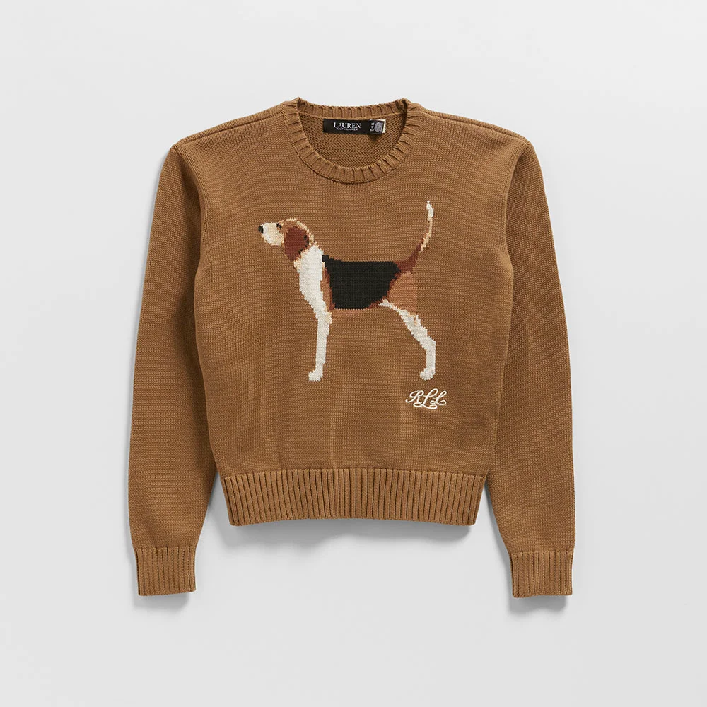 Intarsia 針織衫 比格犬 純棉 毛衣 (BROWN)