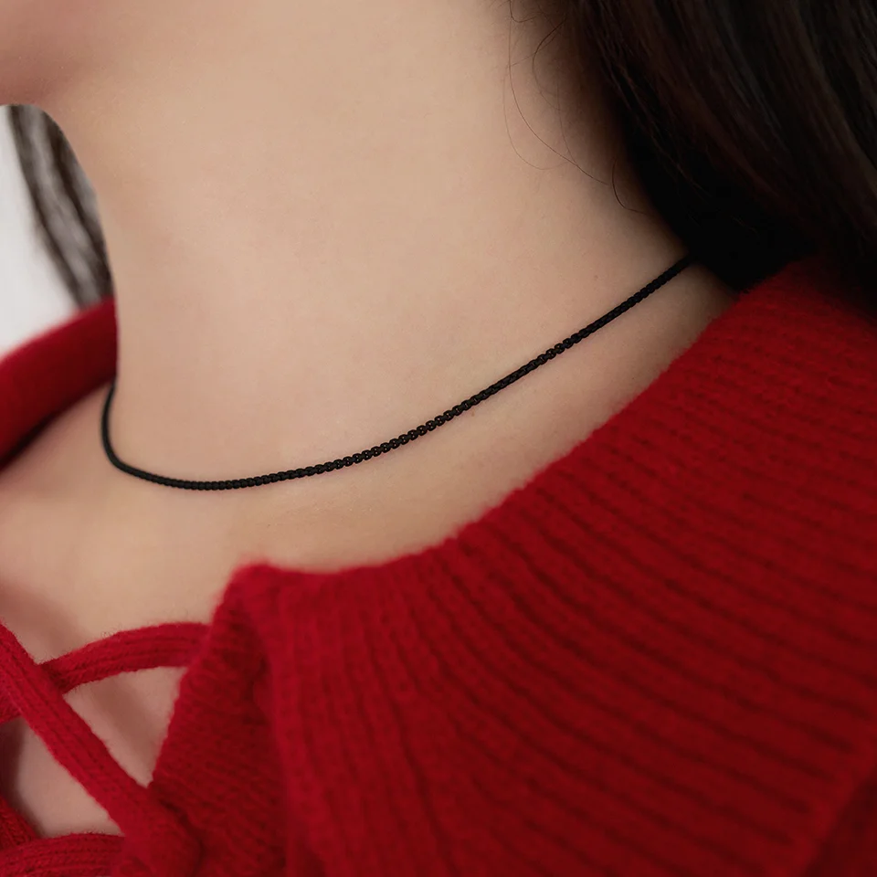 matt chain necklace - black