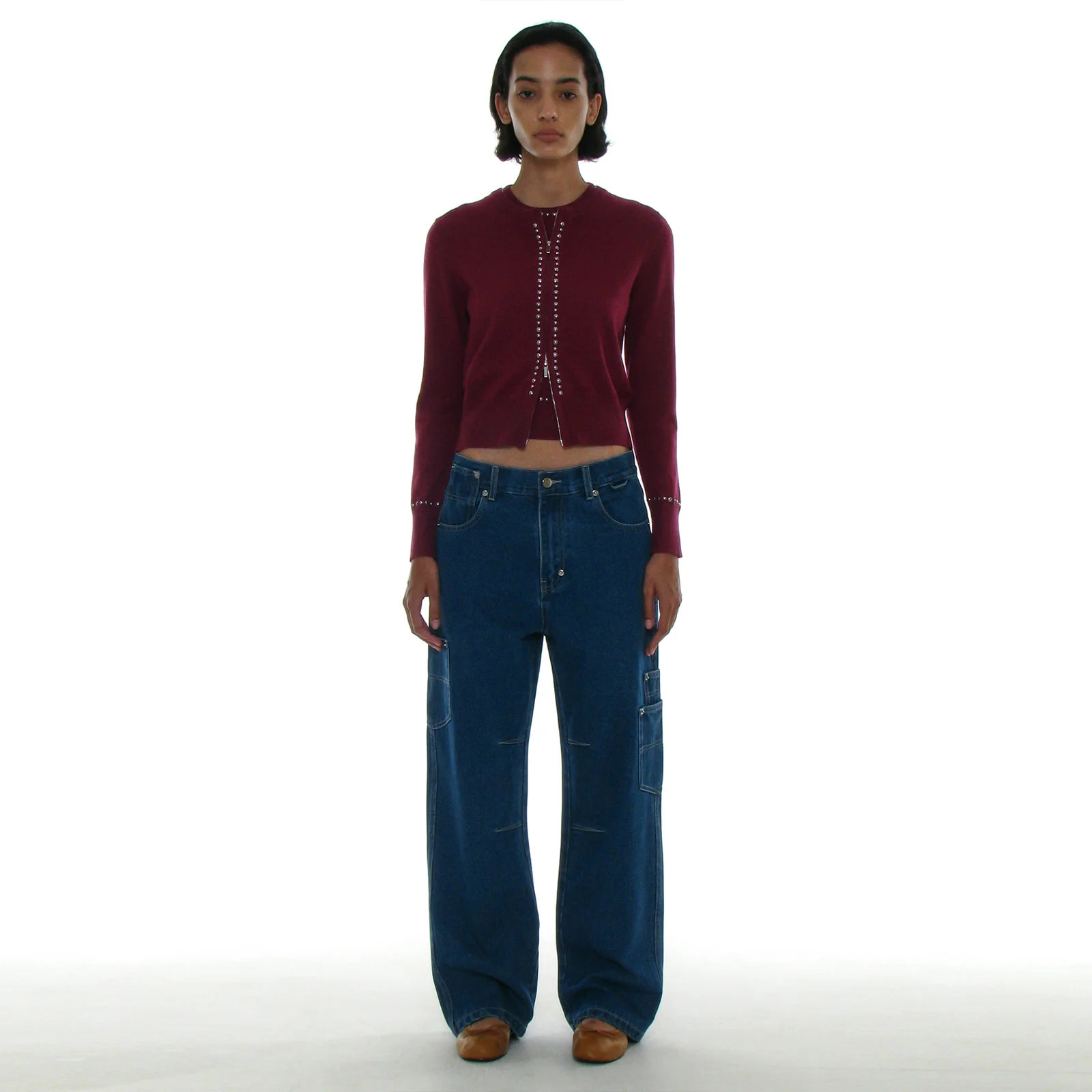 UNBALANCE POCKET WORK JEANS_MID BLUE