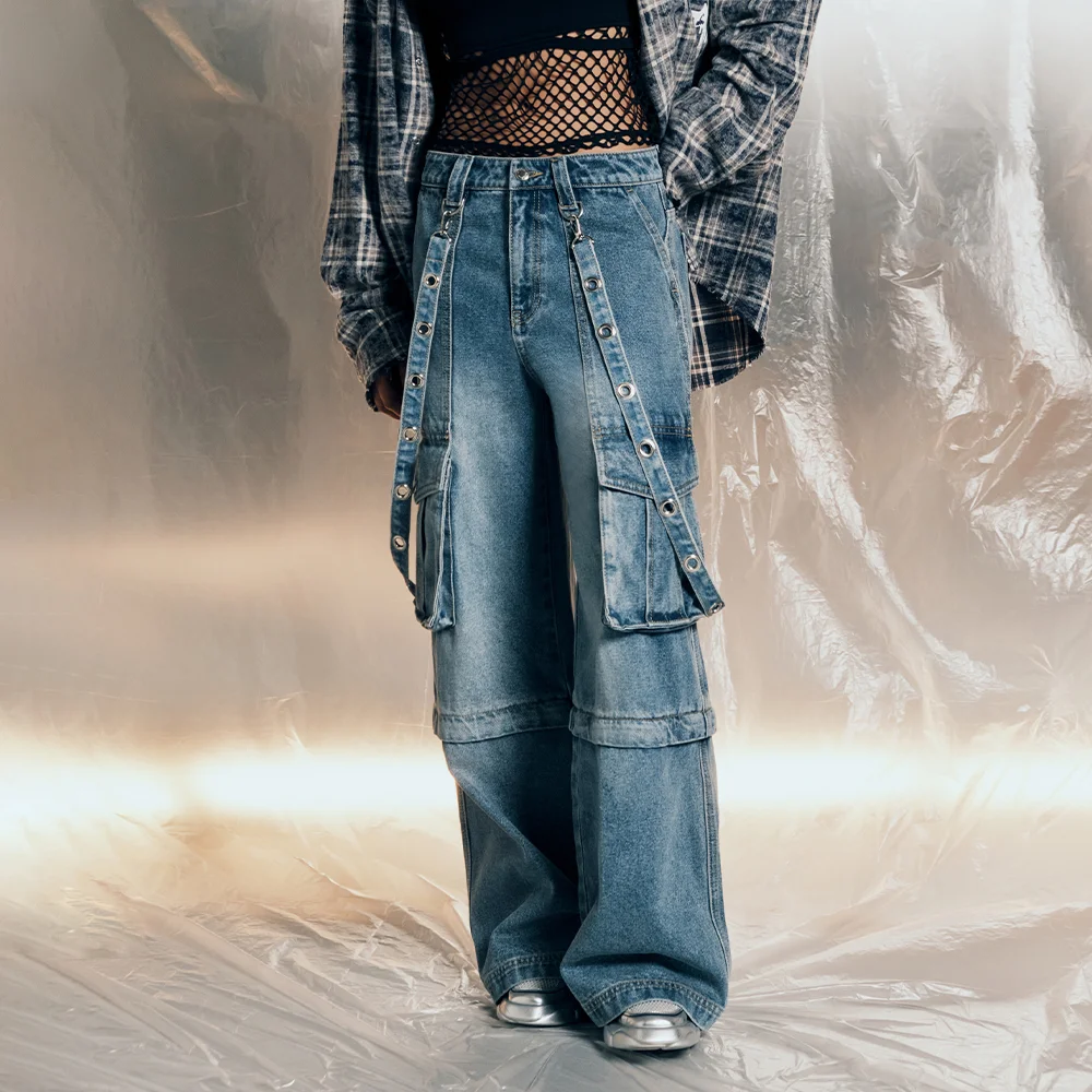 STRAP POCKET DENIM PANTS BLUE BQ4DP002